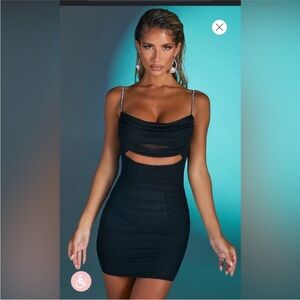 Oh Polly Montpellier Embellished Strap Mini Dress in Black